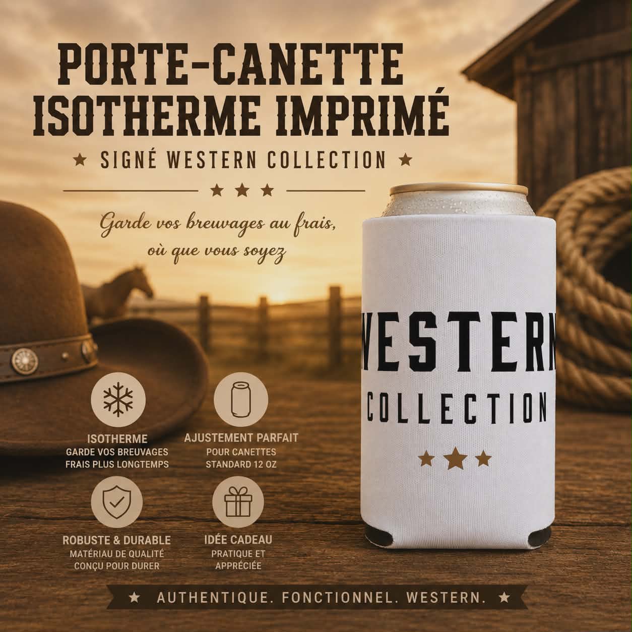 Porte-cannette isotherme imprimé – Western Collection
