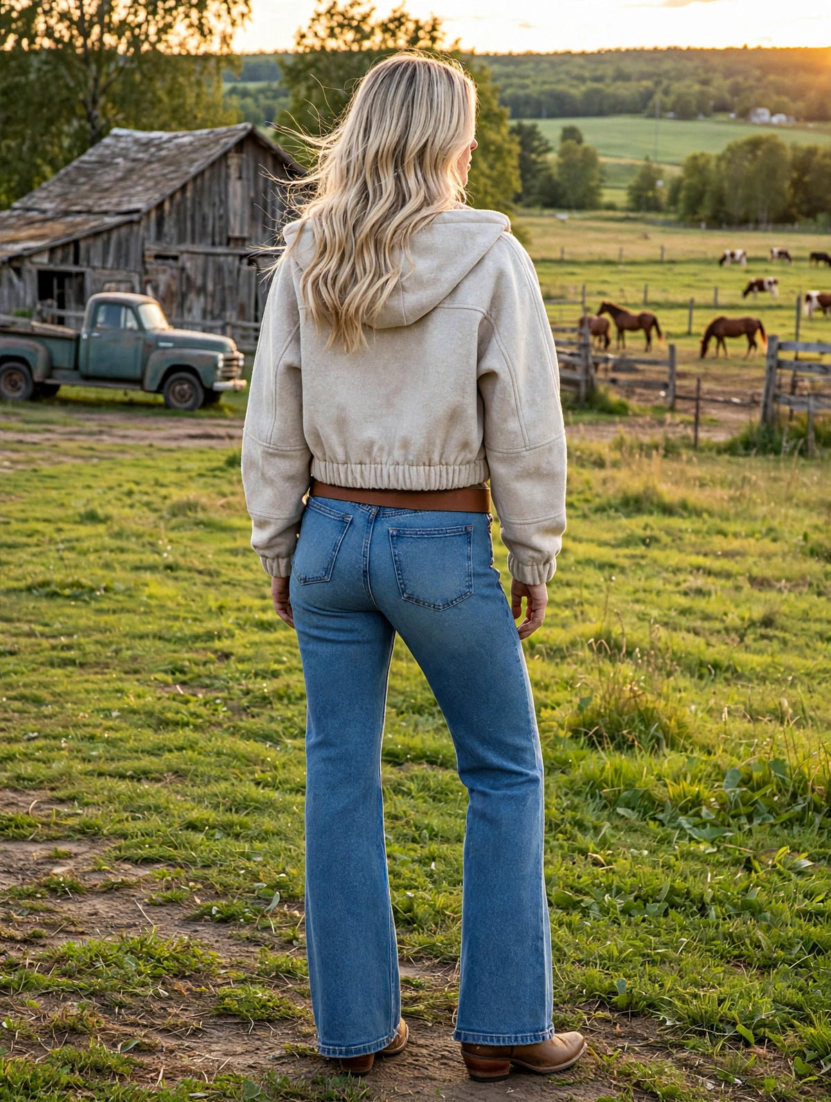 Veste Bomber Dusty couleur Gruau portee, vue de dos