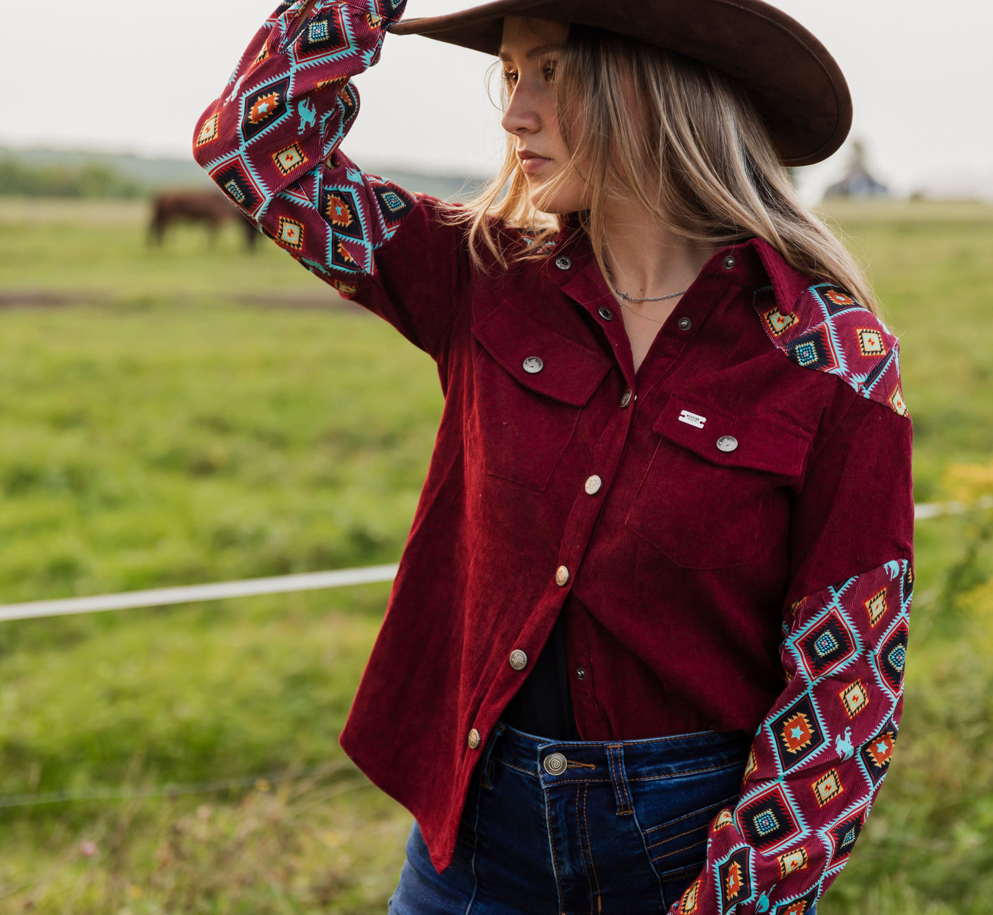 Veste en velours bordeaux