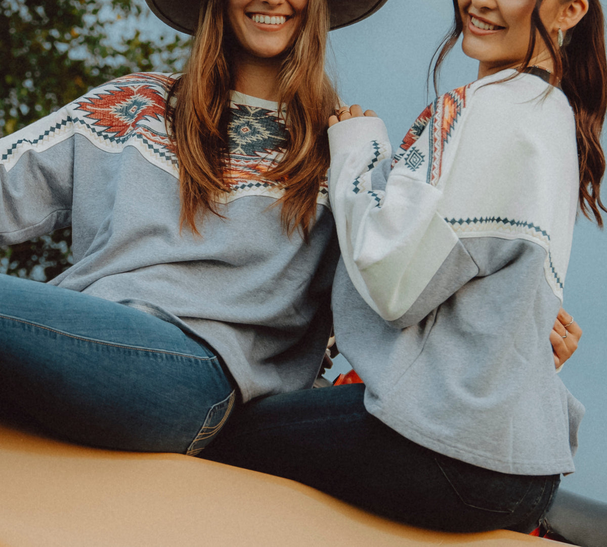Long-Sleeve Western Aztec Sweater