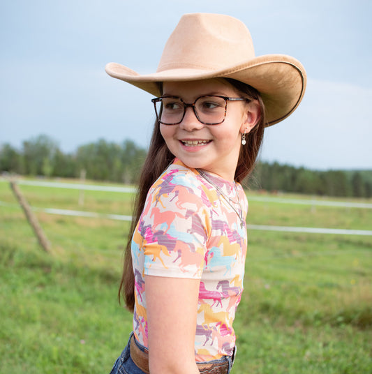 Top Cowgirl Corail en mesh - Enfant