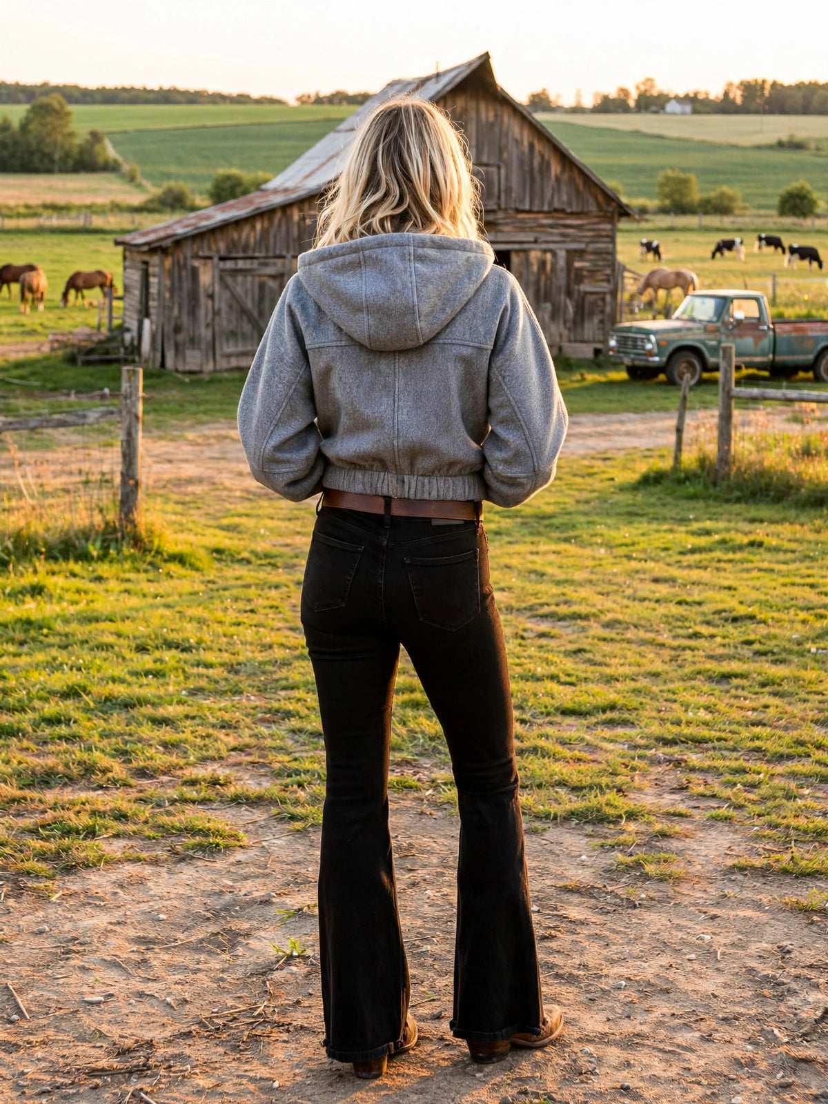 Veste Bomber Dusty couleur H. Gris portee, vue de dos