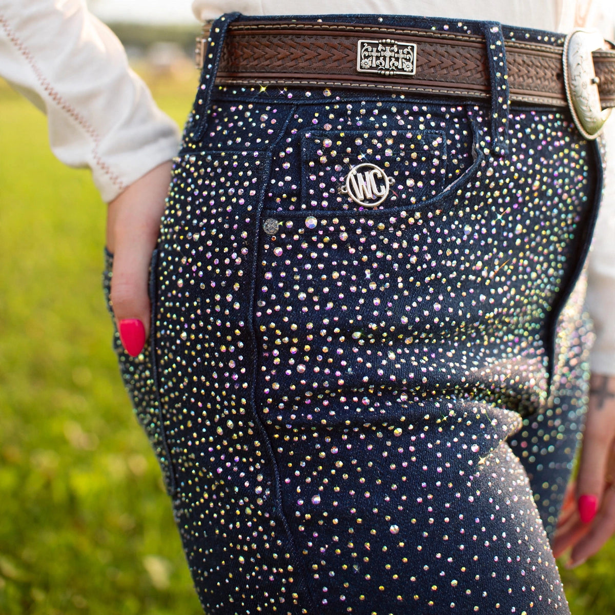 Jean Western Stardust couleur Bleu marine, gros plan de face